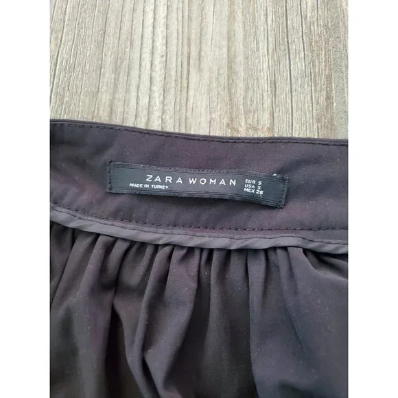 ZARA Women Black Midi Full Skirt With Pockets. size S - Picture 6 of 6